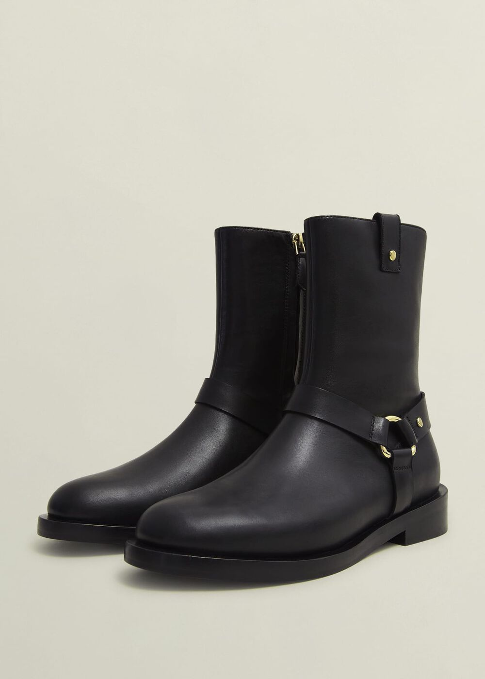 Effie Leather Biker Boots, Black, hi-res