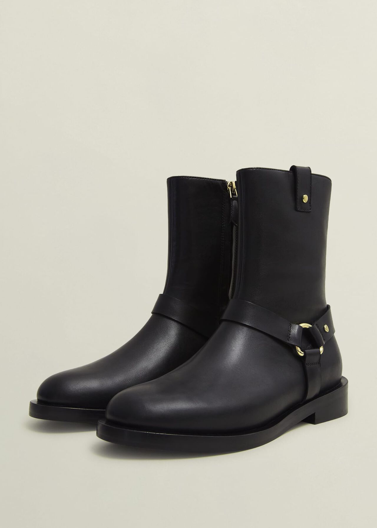 Effie Leather Biker Boots, Black, hi-res
