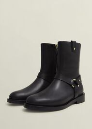 Effie Leather Biker Boots, Black, hi-res