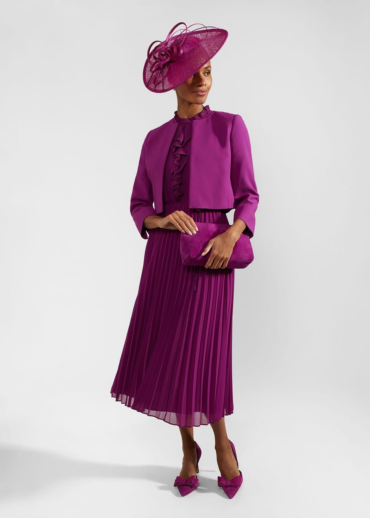 Petite Addison Pleated Dress, Magenta Purple, hi-res