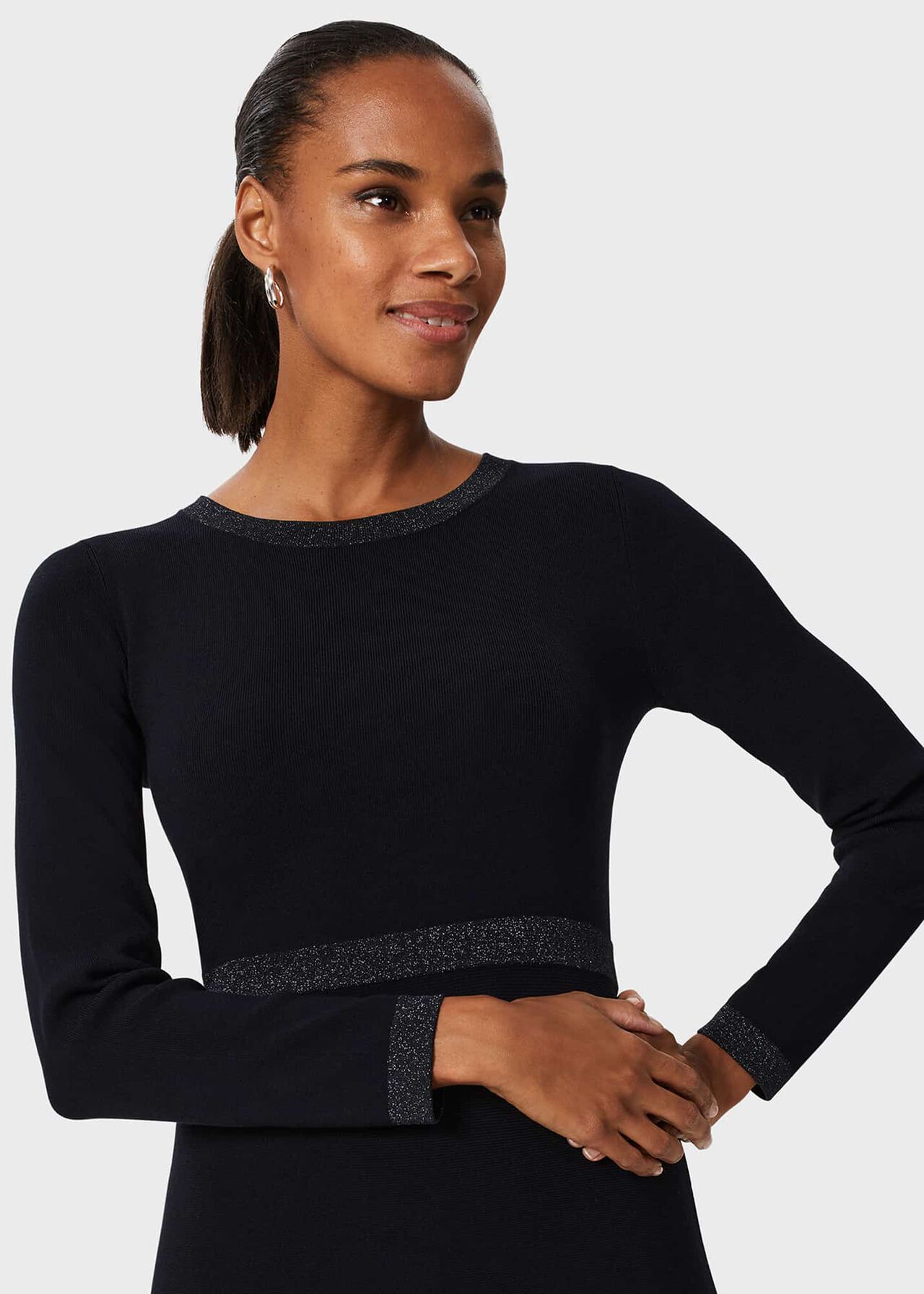 Cleo Knitted Dress, Navy, hi-res