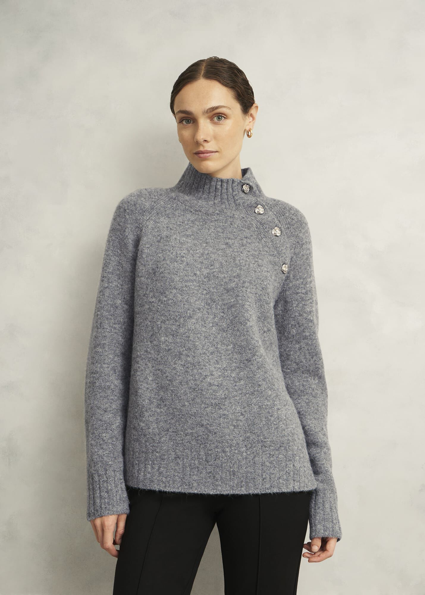 ニット+セーター buttoned high-neck knit gray knuth marf Knuth Marf（クヌースマーフ） トップス ニット ボタン ハイネック