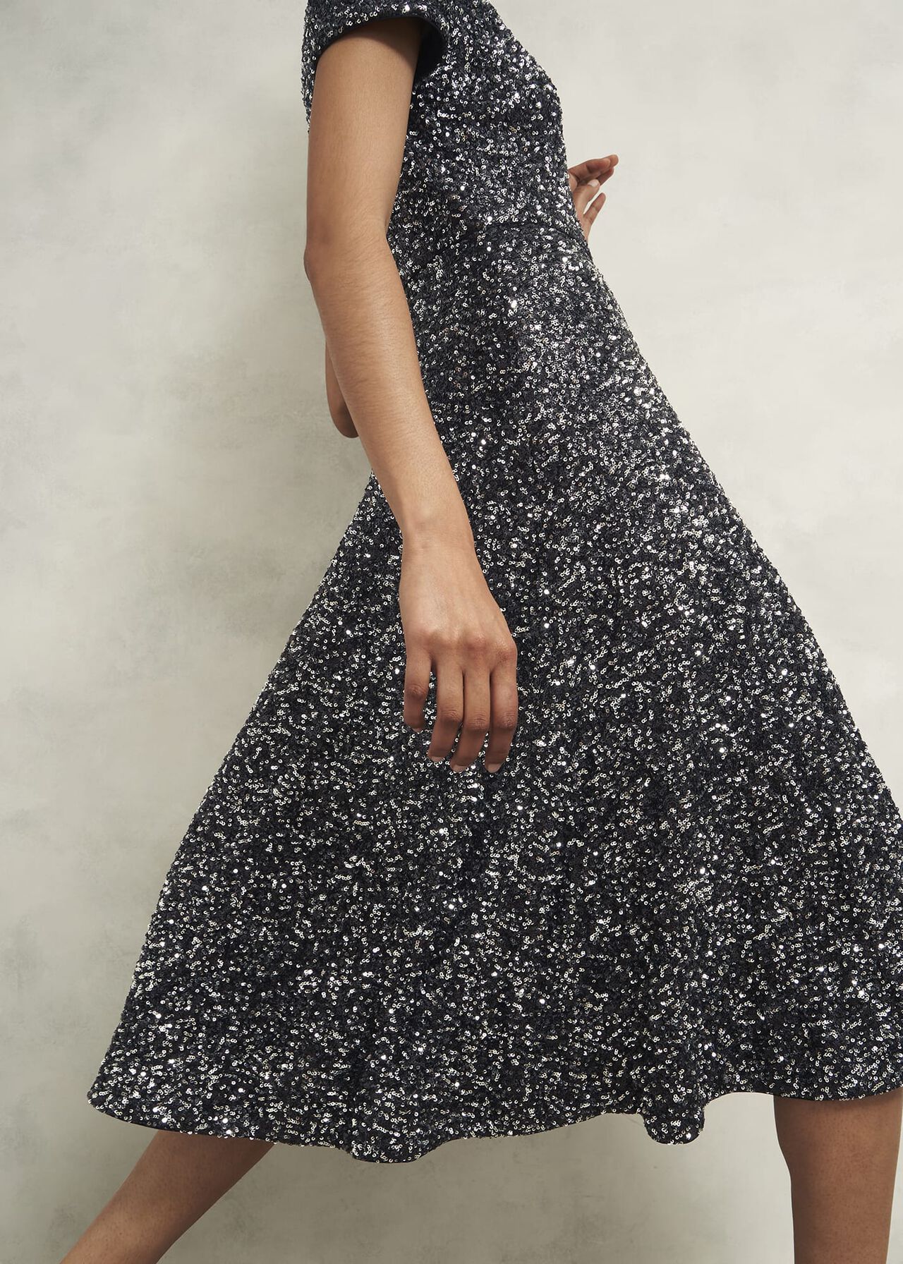 Tatiana Sequin Dress, Black Silver, hi-res