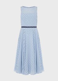 Della Jaquard Spot Dress, Powder Blue Nvy, hi-res