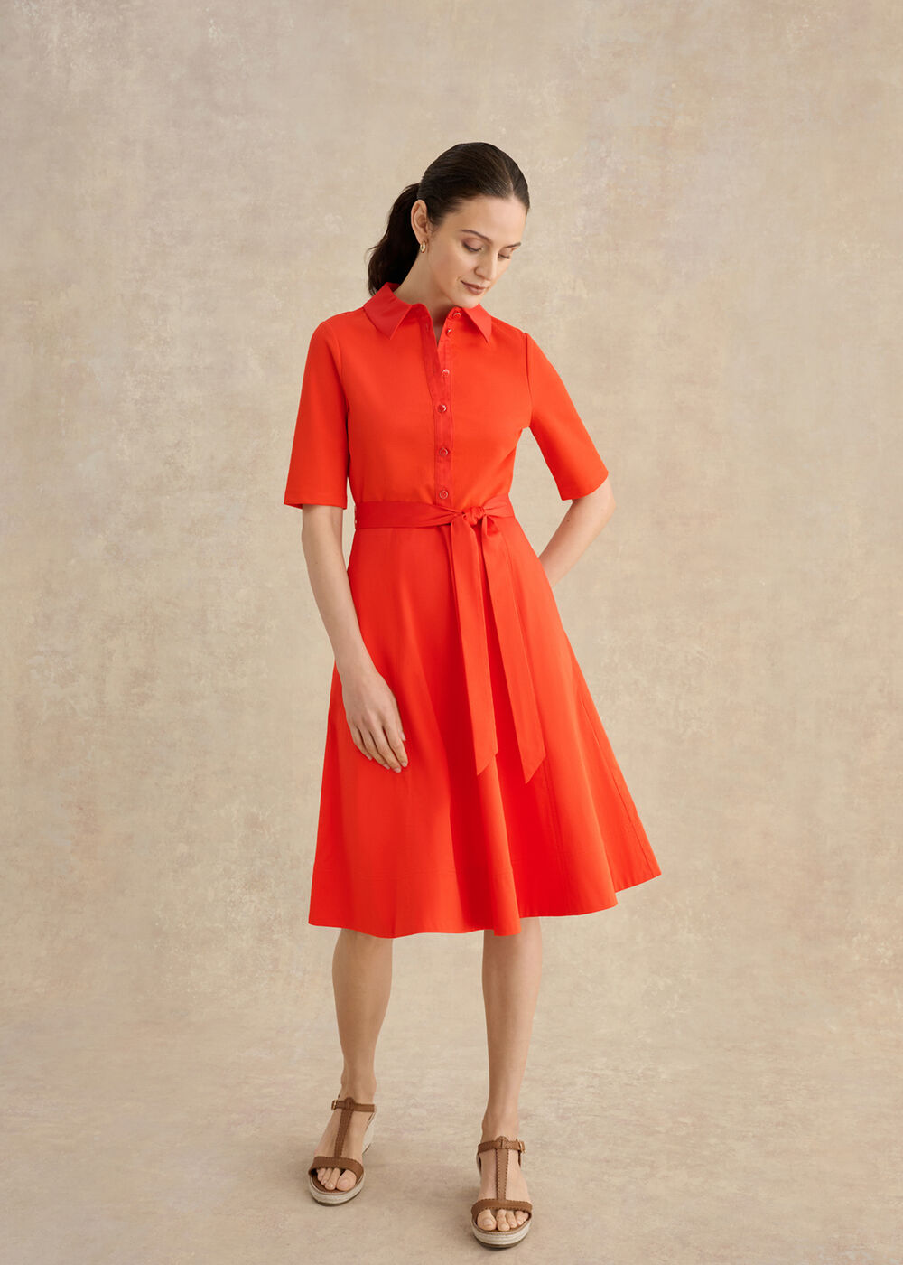 Petite Loretta Dress, Tomato Red, hi-res