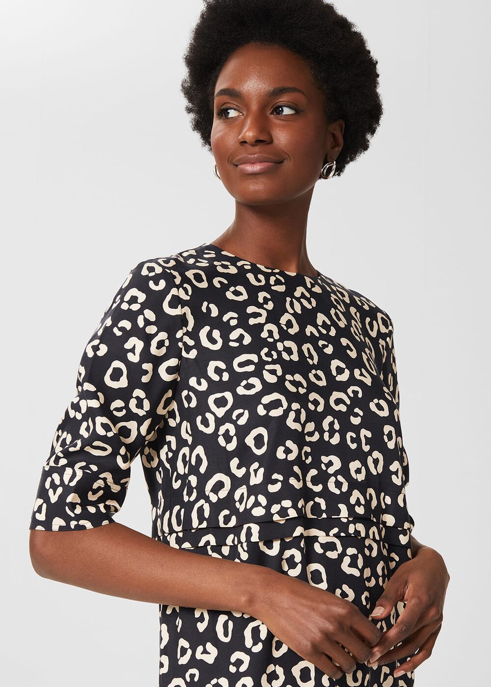 Iza Printed Tunic Dress, Navy Ivory, hi-res