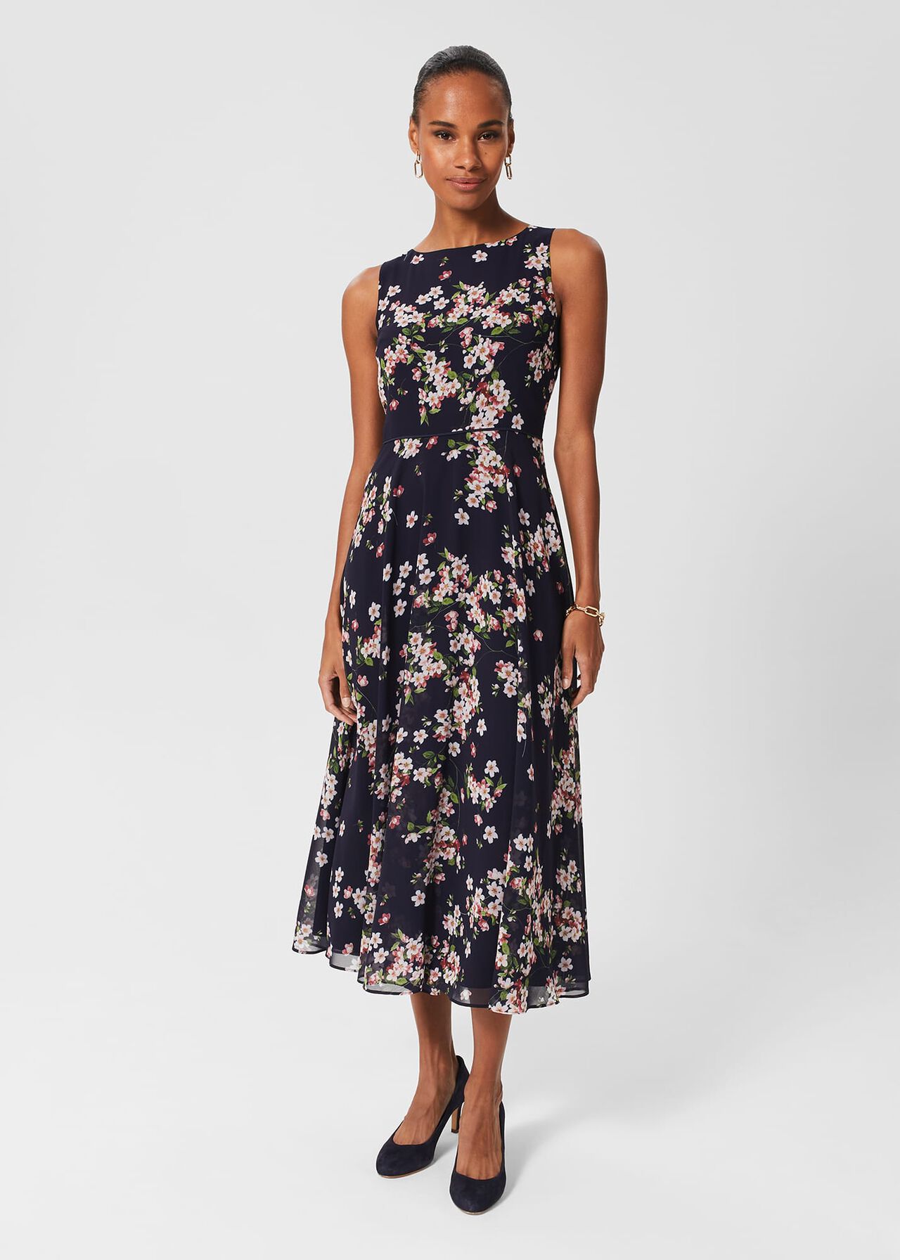 PinkBlush Navy Blue Floral Hi-Low Maternity Wrap Dress