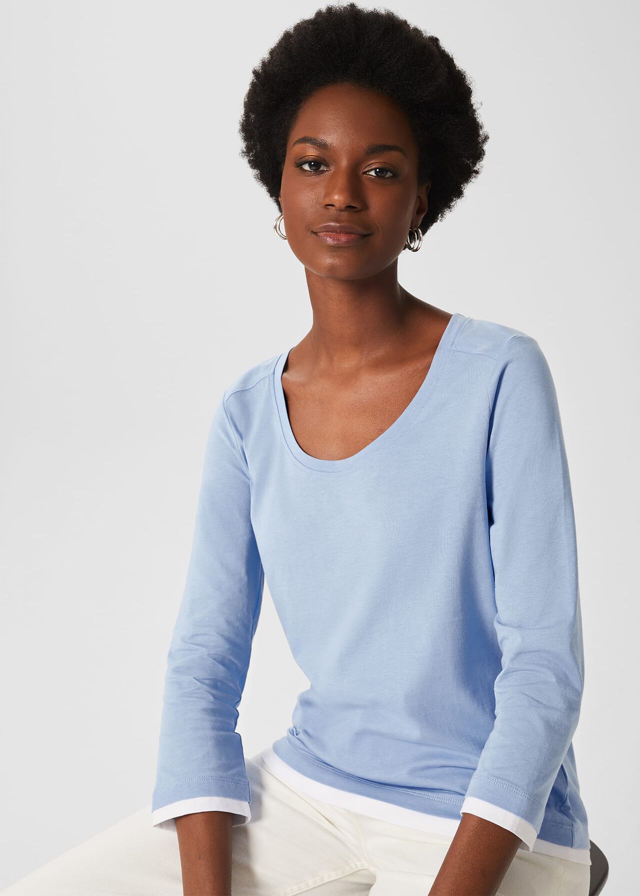 Amelie Scoop Neck Top , Serene Blue, hi-res