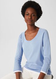 Amelie Scoop Neck Top , Serene Blue, hi-res
