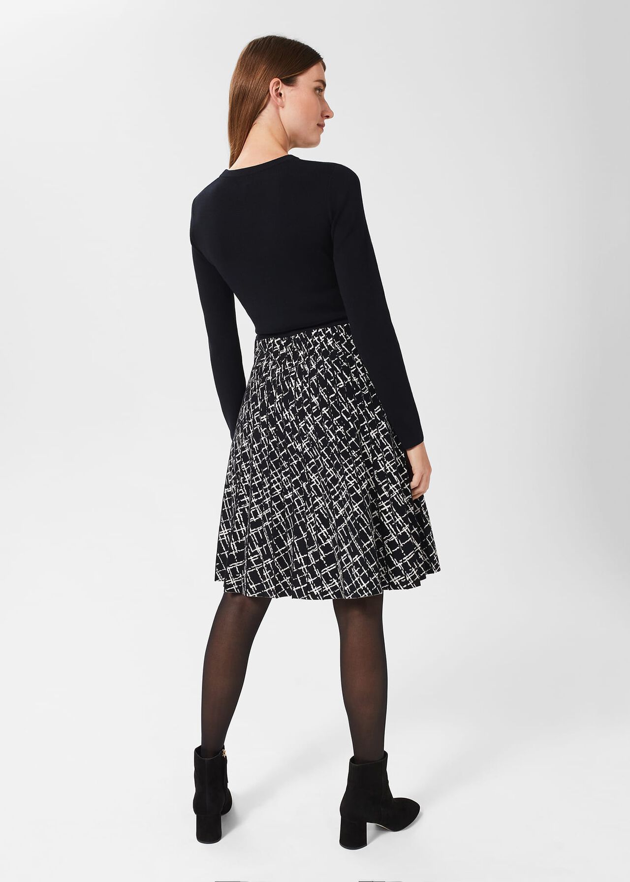 Gill Knitted Dress, Navy Ivory, hi-res
