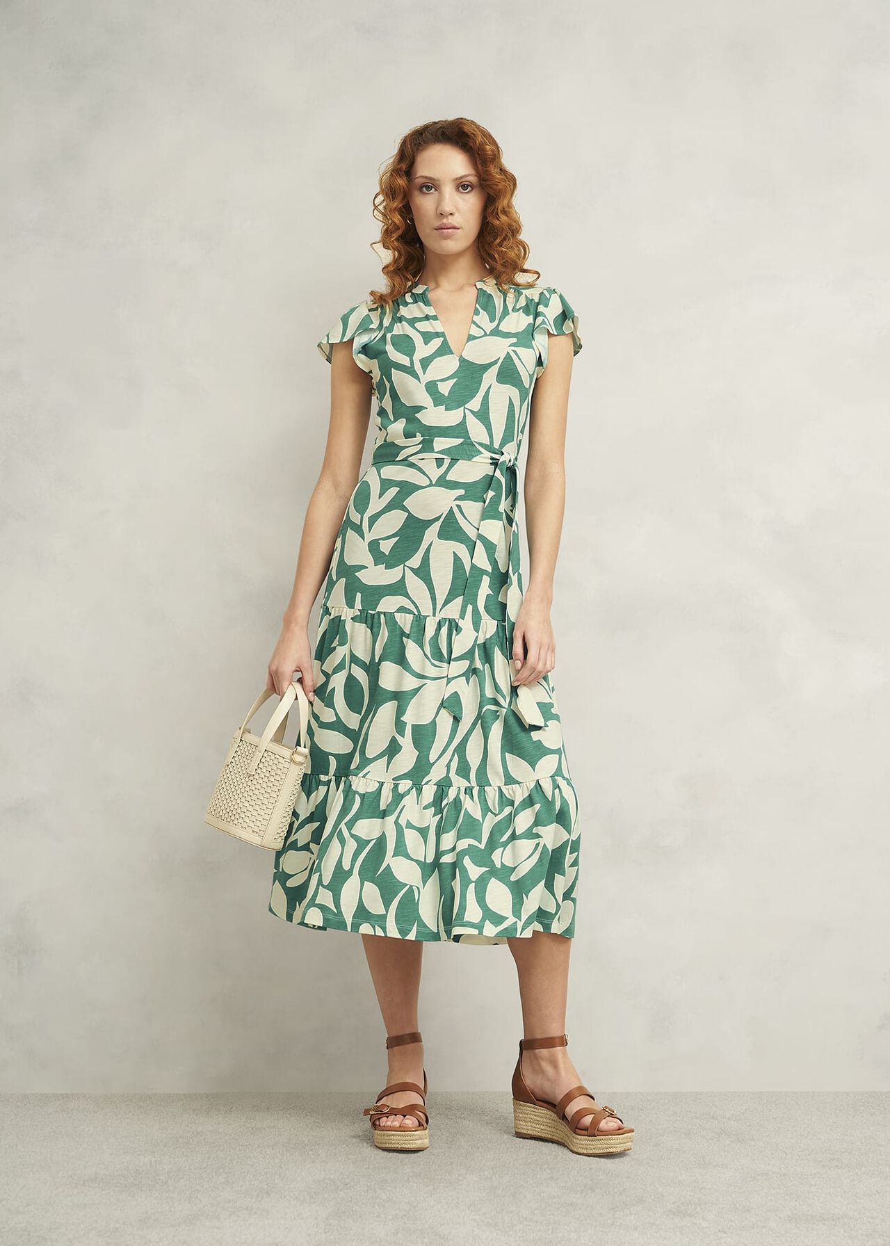 Nadine Jersey Dress, Green Ivory, hi-res