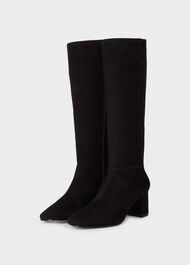 Imogen Suede Block Heel Knee Boots, Black, hi-res