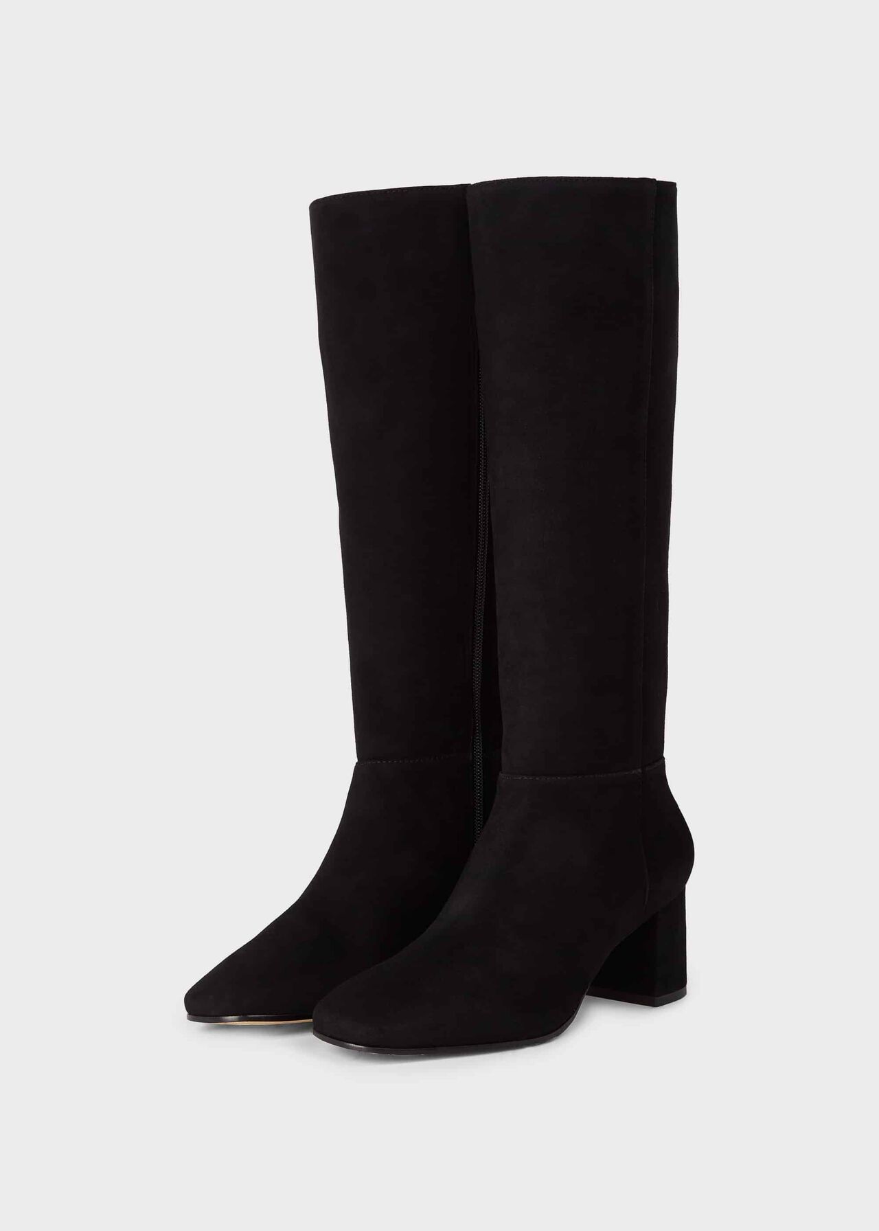 Imogen Suede Block Heel Knee Boots, Black, hi-res