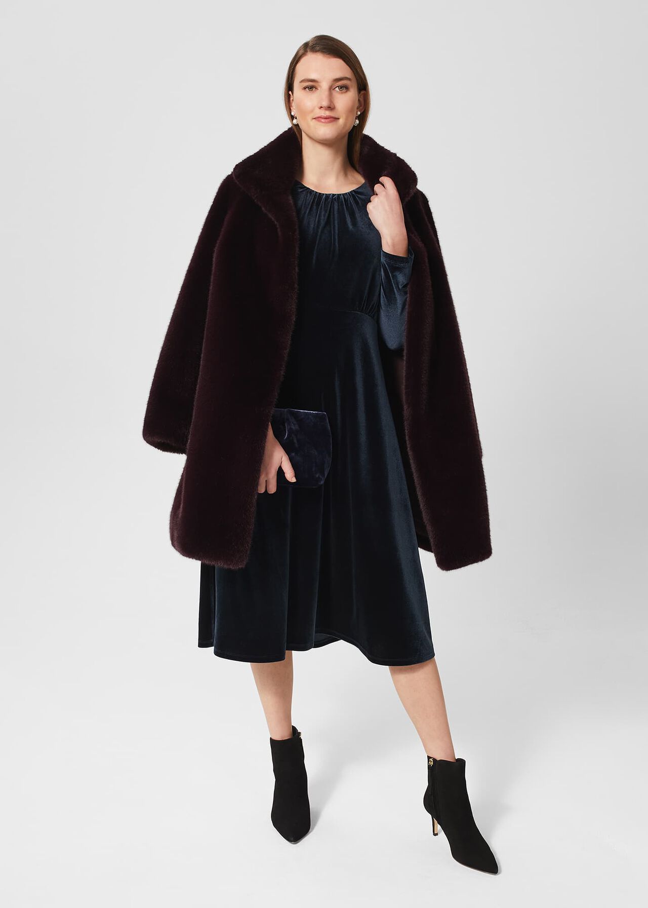 Sian Velvet Dress, Navy, hi-res