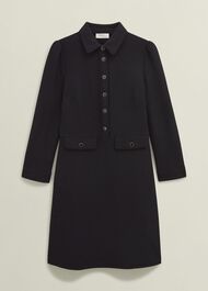 Adelia Ponte Dress, Black, hi-res