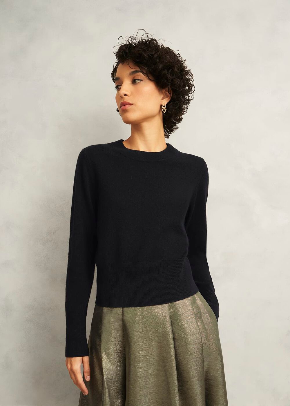 Black Tresco Wool Cashmere Crew Neck Knitted Sweater, Black, hi-res