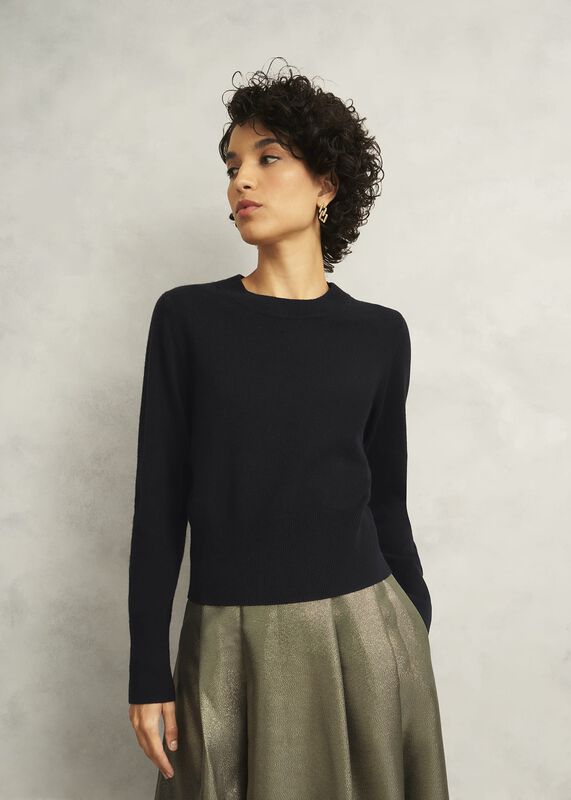 Black Tresco Wool Cashmere Crew Neck Knitted Sweater