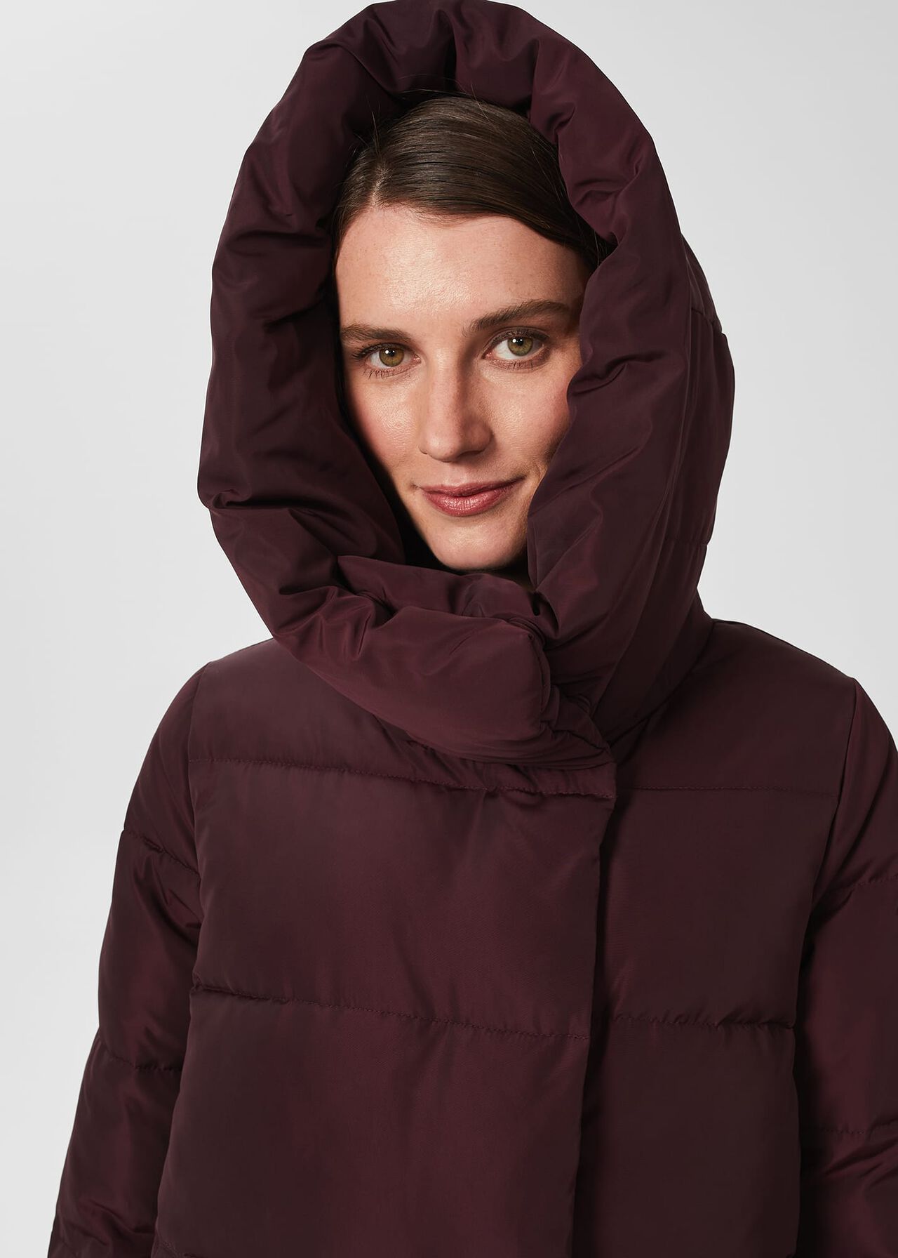 Heather Water Resistant Puffer Jacket, Wine, hi-res