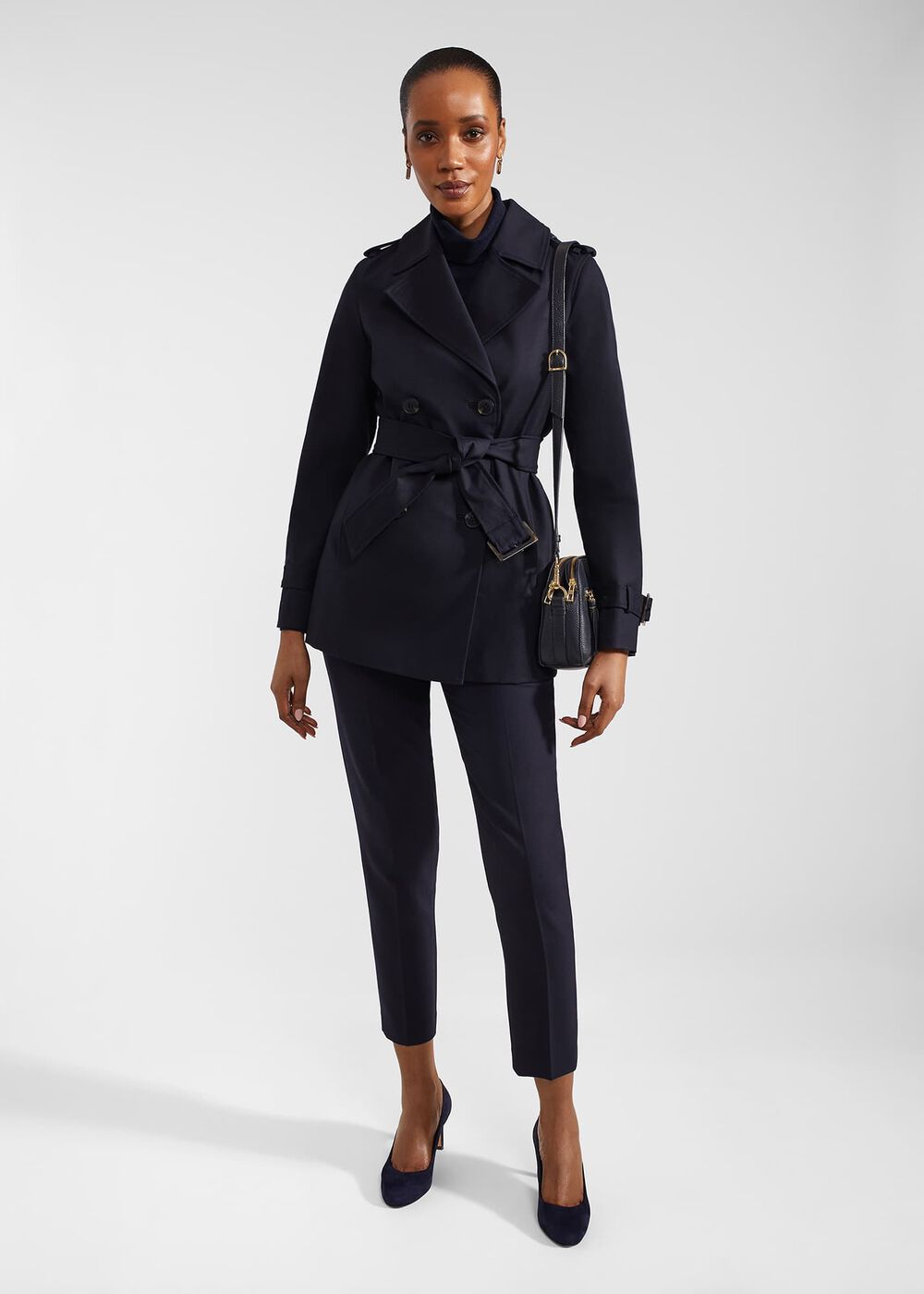 Shea Shower Resistant Trench Coat, Navy, hi-res