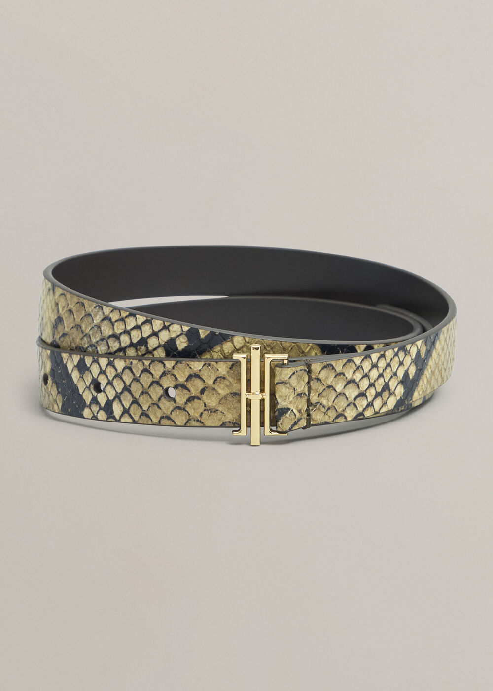 Nala Skinny Snake Printed Leather Belt, Snakeskin, hi-res