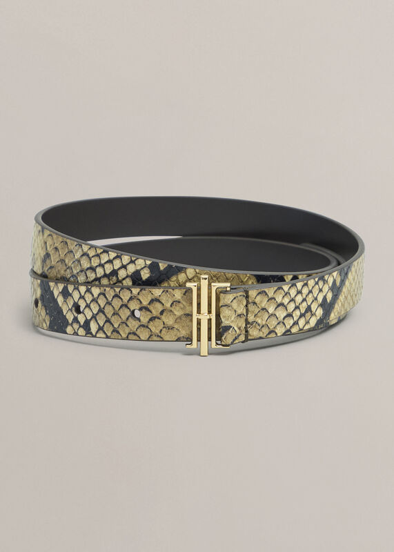 Nala Skinny Snake Printed Leather Belt