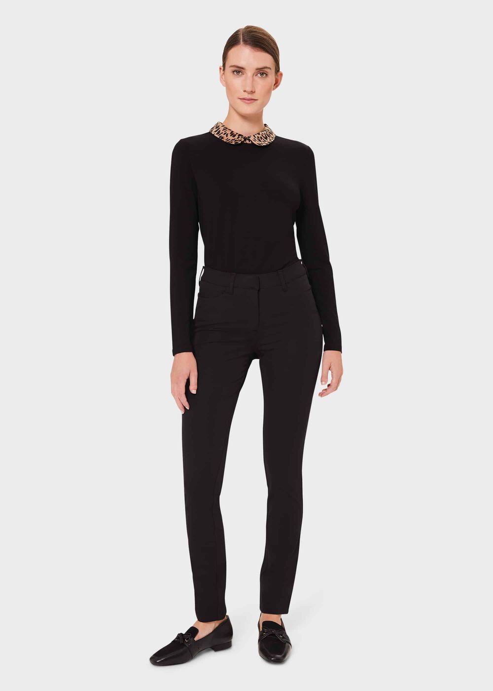 Sasha Animal Collar Top, Black, hi-res