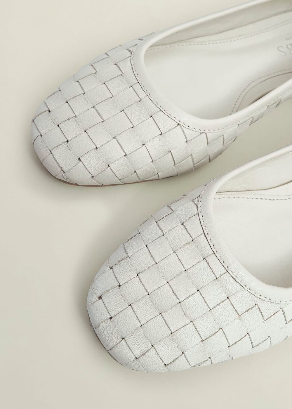 Raina Woven Leather Flats, Chalk Beige, hi-res
