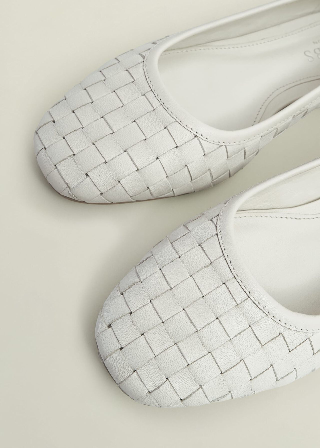 Raina Woven Leather Flats, Chalk Beige, hi-res