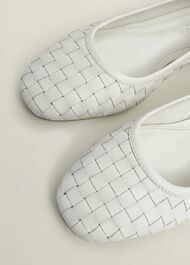 Raina Woven Leather Flats, Chalk Beige, hi-res
