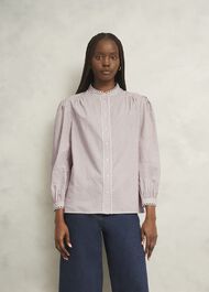 Becca Cotton Stripe Blouse, Neutral Stripe, hi-res