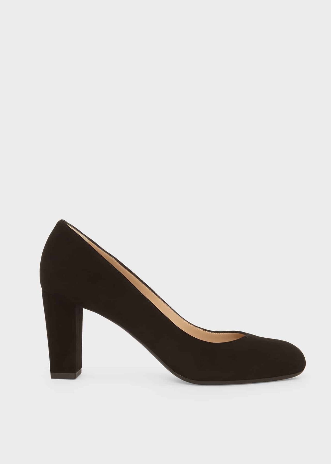 Sonia Suede Block Heel Court Shoes, Black, hi-res
