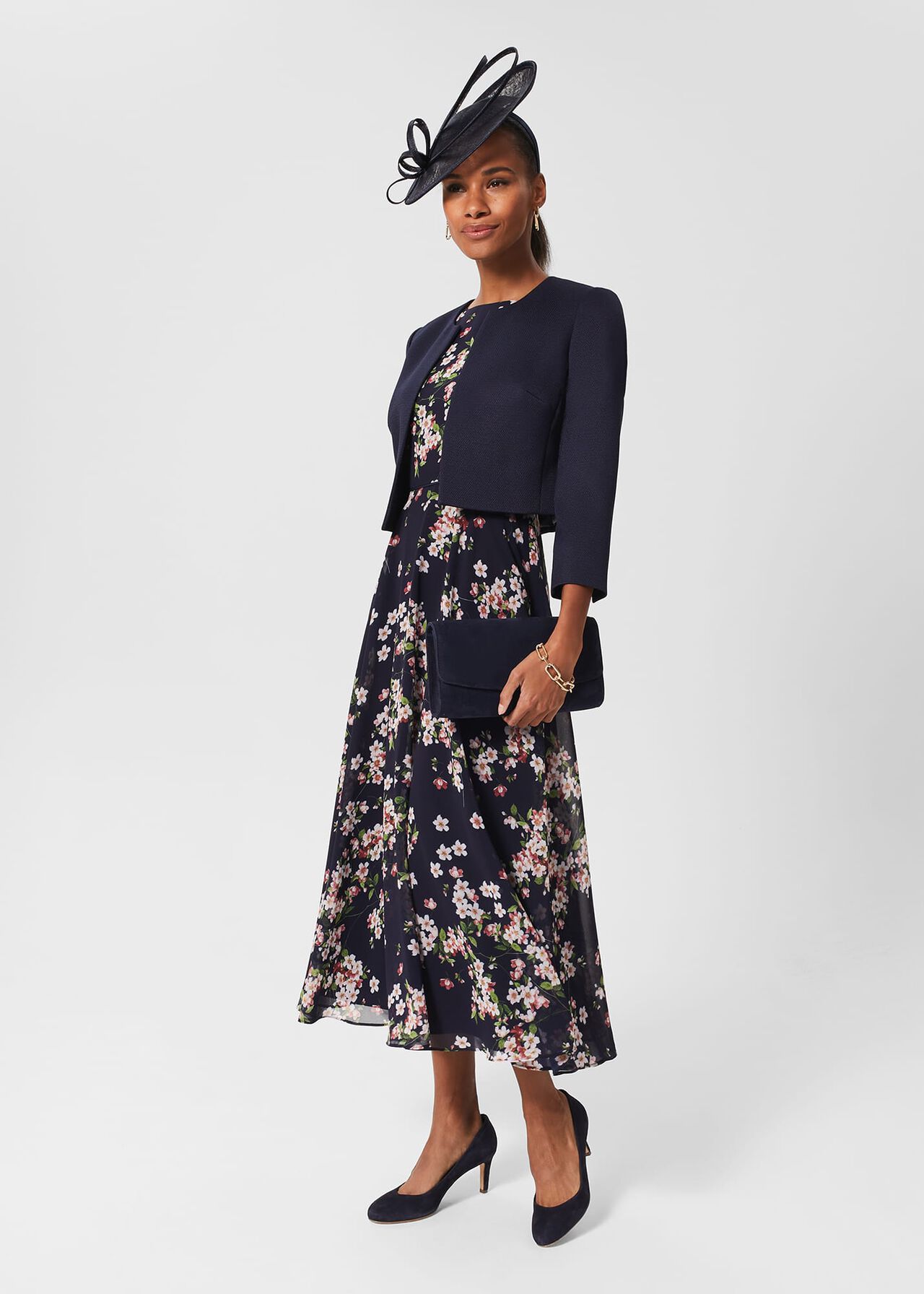 Petite Carly Dress, Navy Pink Multi, hi-res