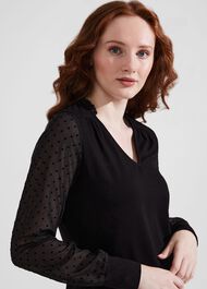 Louisa Dobby Top, Black, hi-res