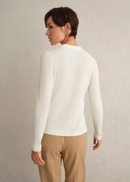 Meredith Ribbed Knitted Shirt, Ivory, hi-res