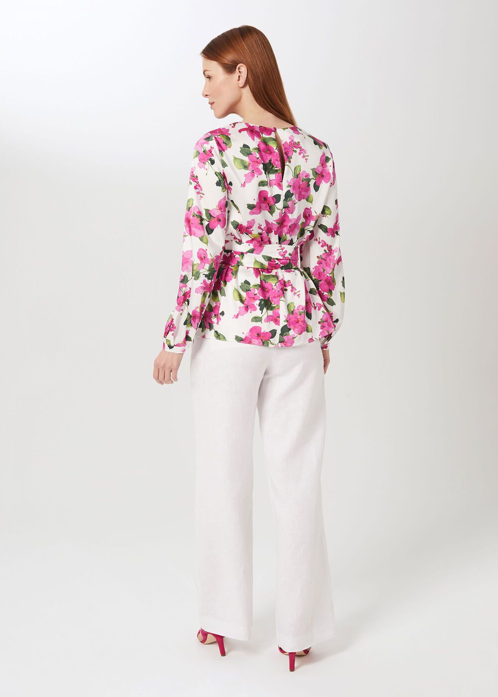 Rosie Floral Top, Ivory Fuchsia, hi-res