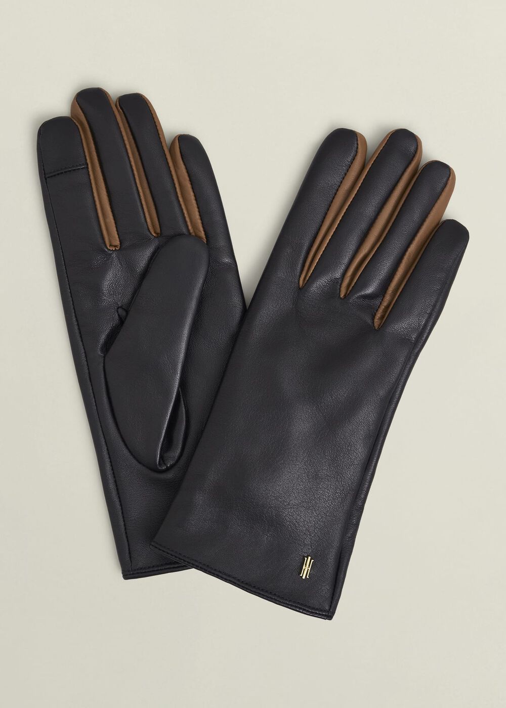 Iva Leather Gloves, Black Camel, hi-res