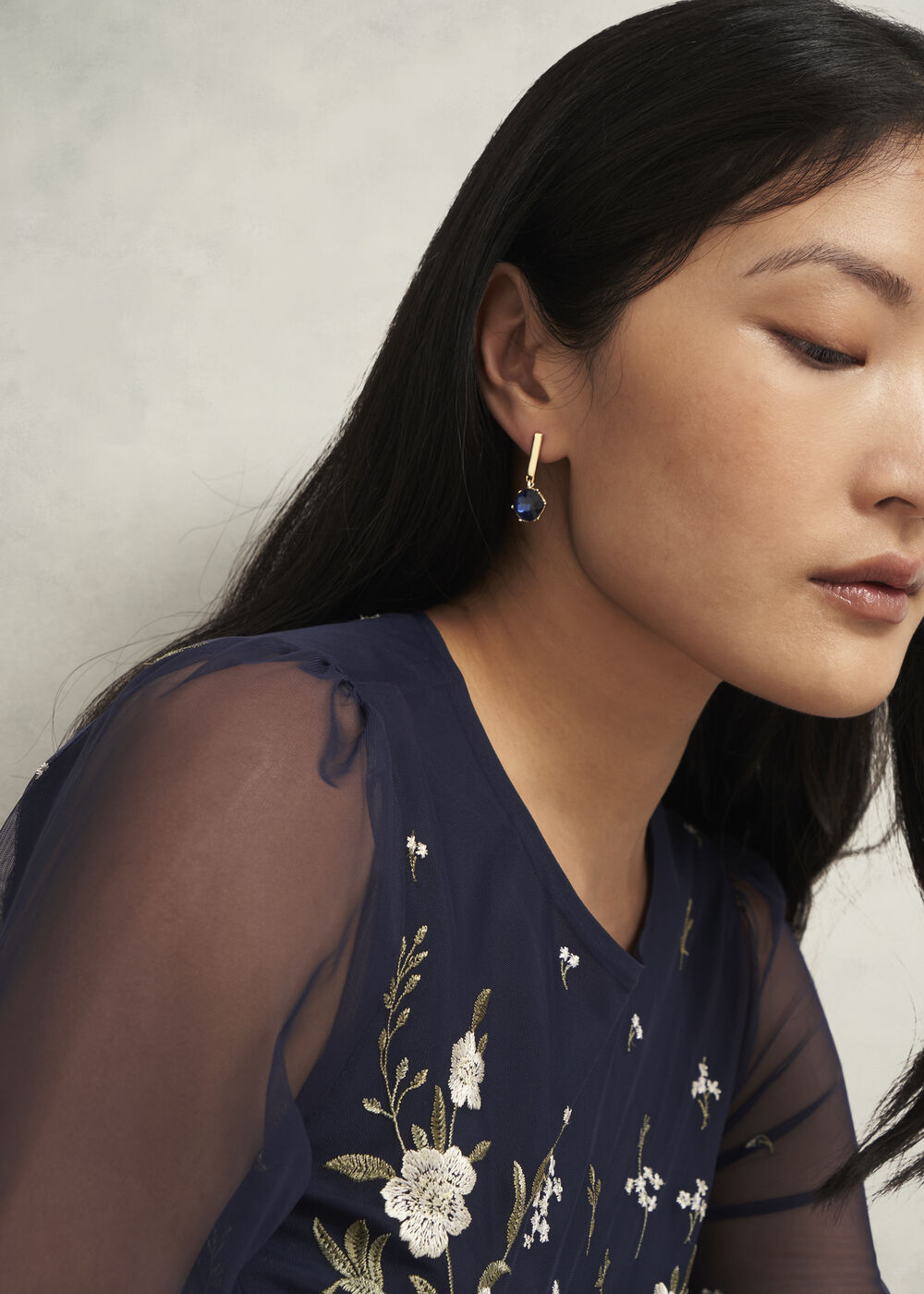 Aria Earrings, Navy Gold, hi-res