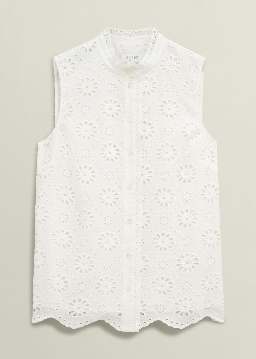Cassie Broderie Top, White, hi-res