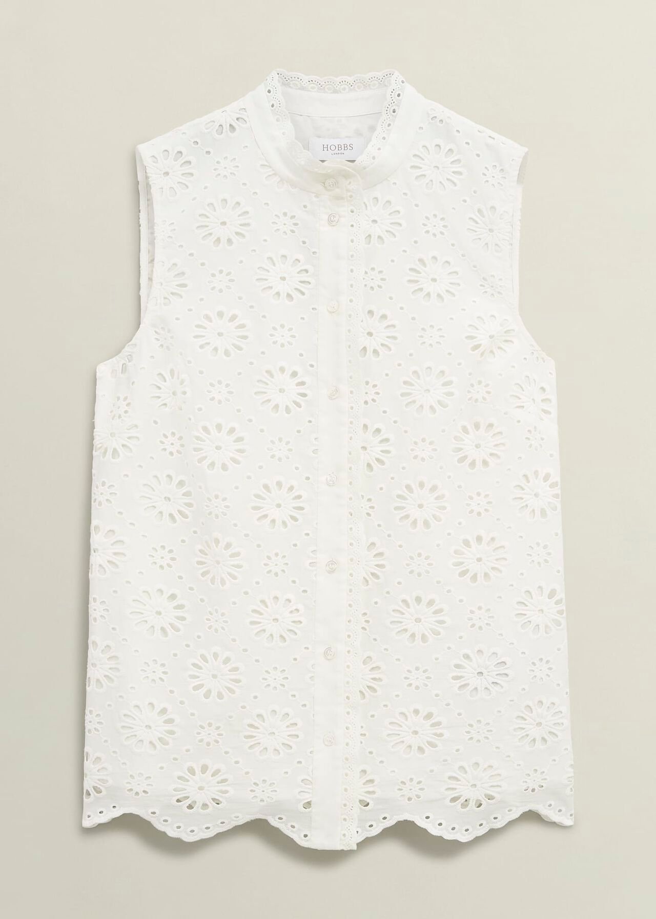 Cassie Broderie Top, White, hi-res