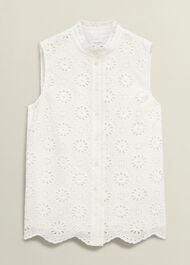 Cassie Broderie Top, White, hi-res