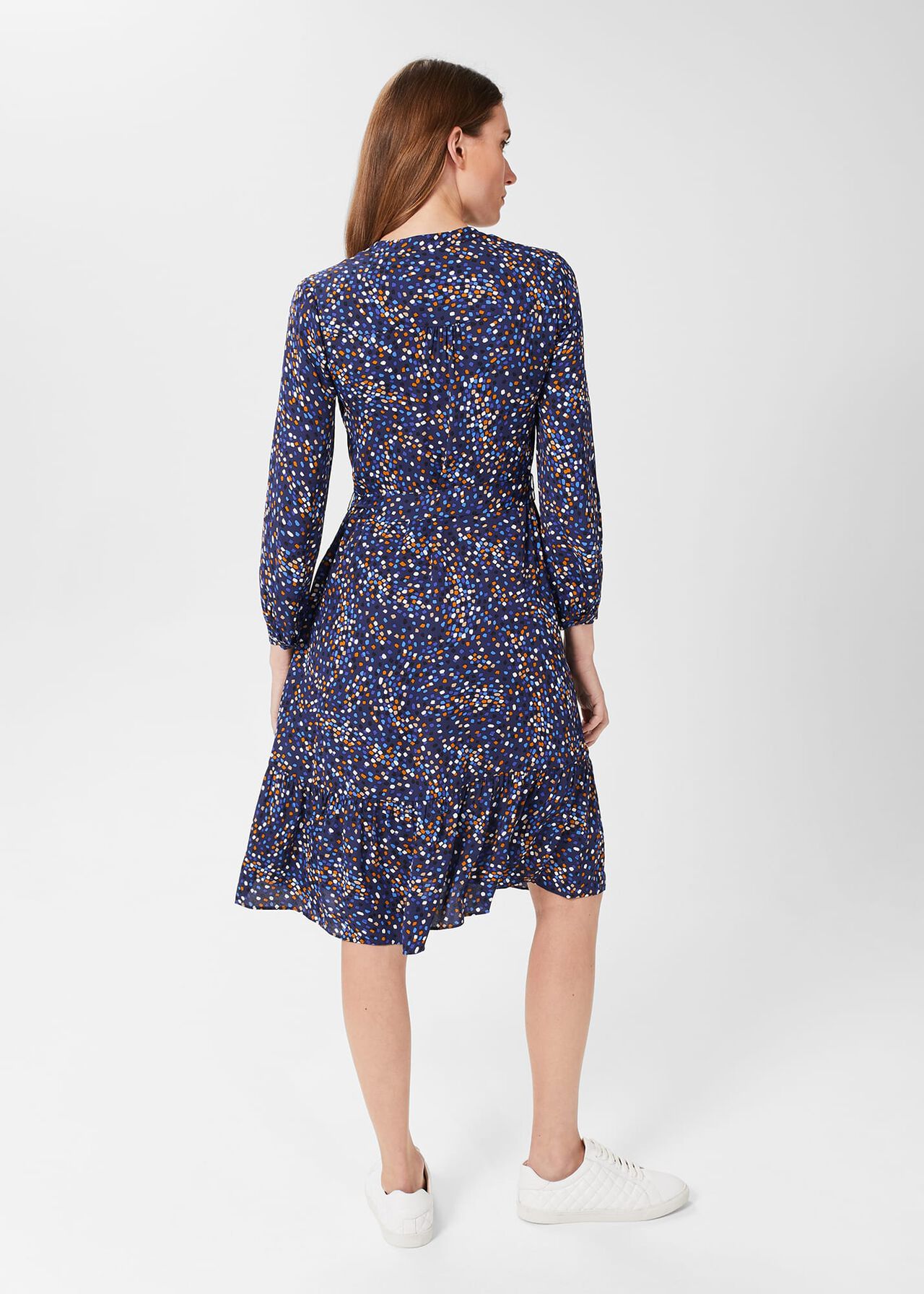Mallory Belted Fit And Flare Dress, Blue Multi, hi-res