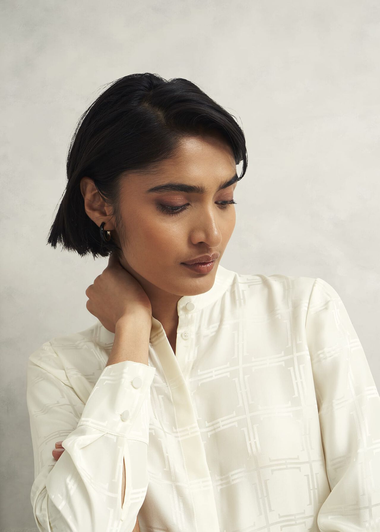 Sloane Silk Blouse, Ivory, hi-res