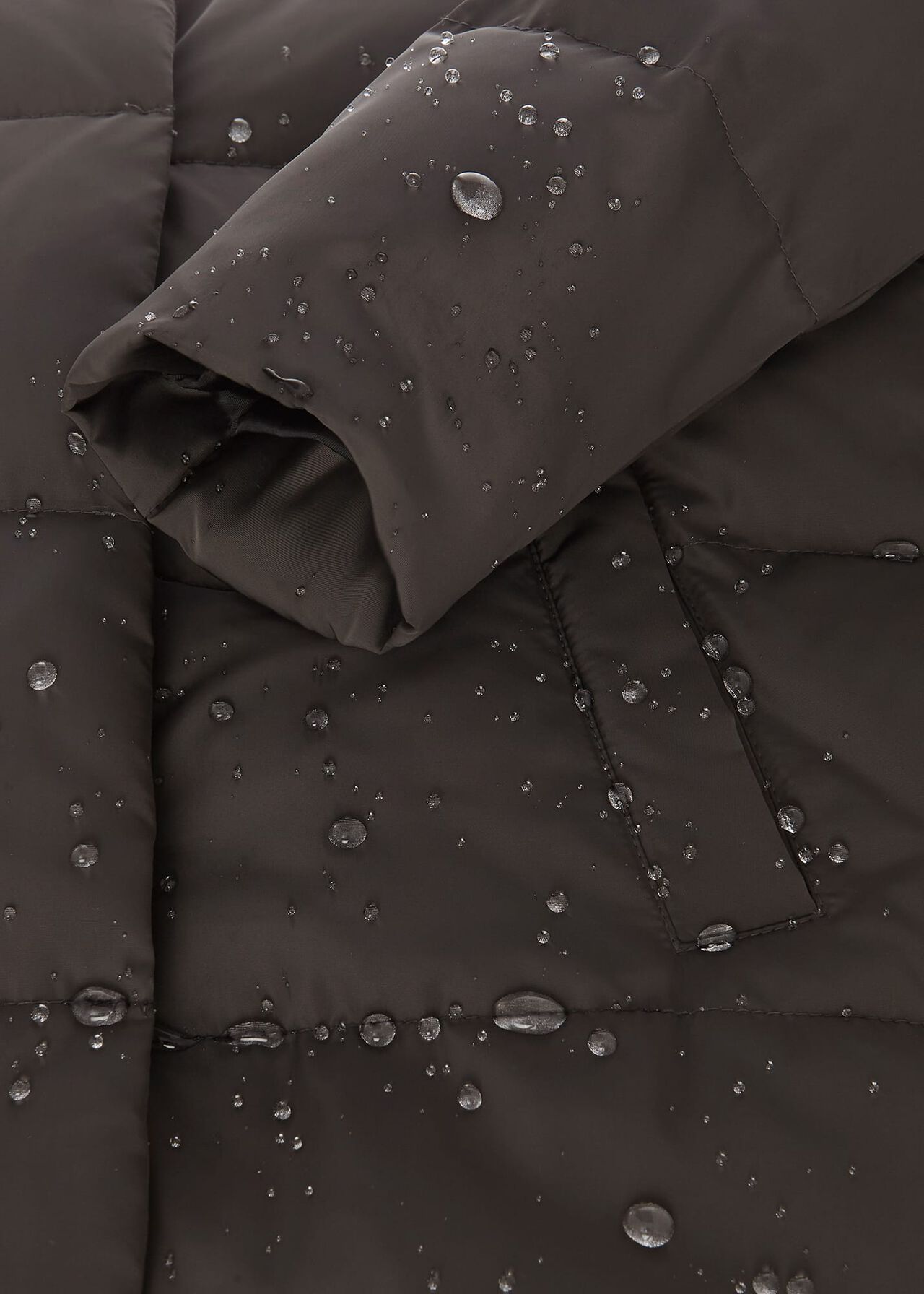 Short Heather Water Resistant Puffer Jacket, Dark Charcoal, hi-res