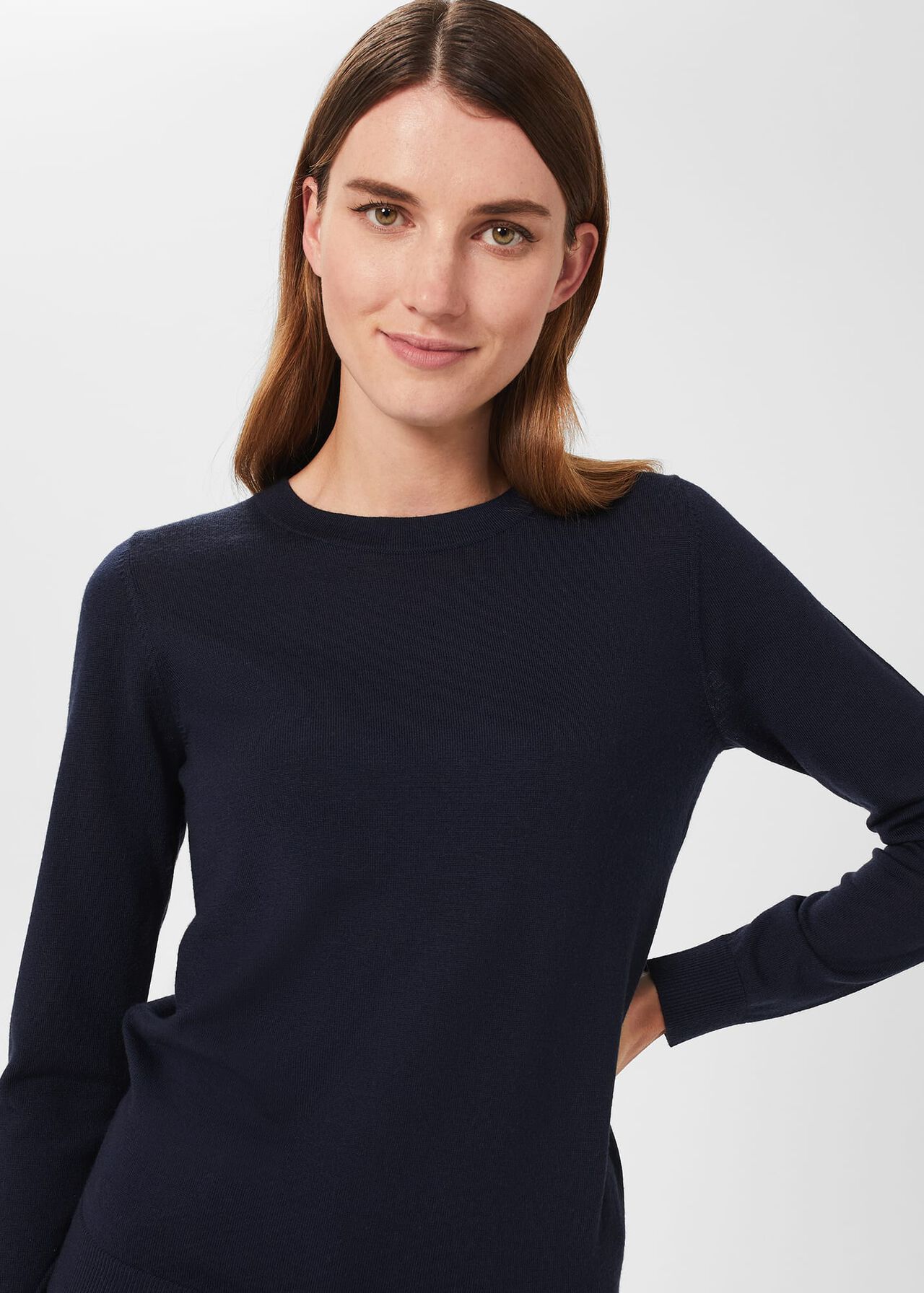 Penny Merino Jumper, Navy, hi-res