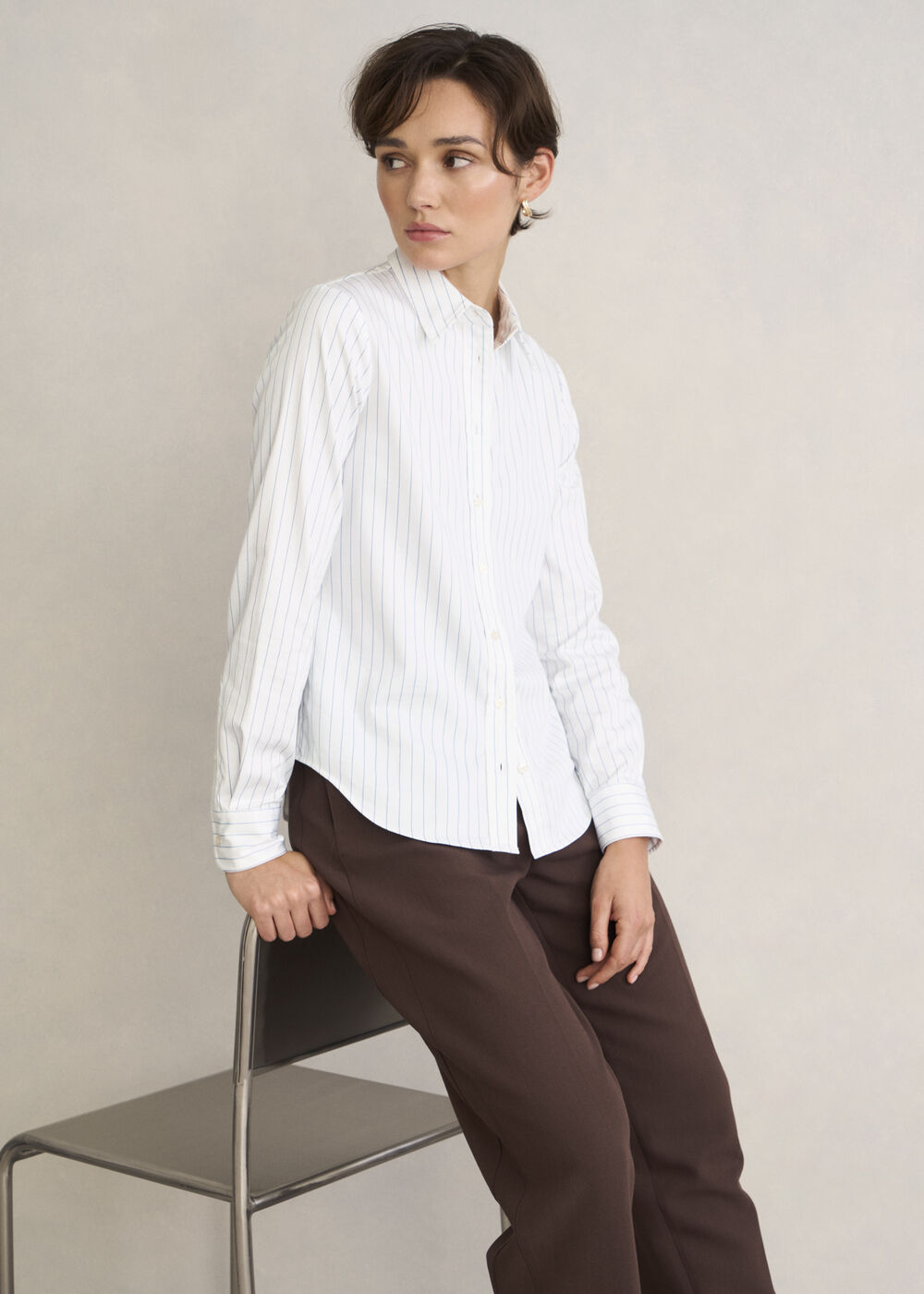 Viola Stripe Shirt, White Blue, hi-res