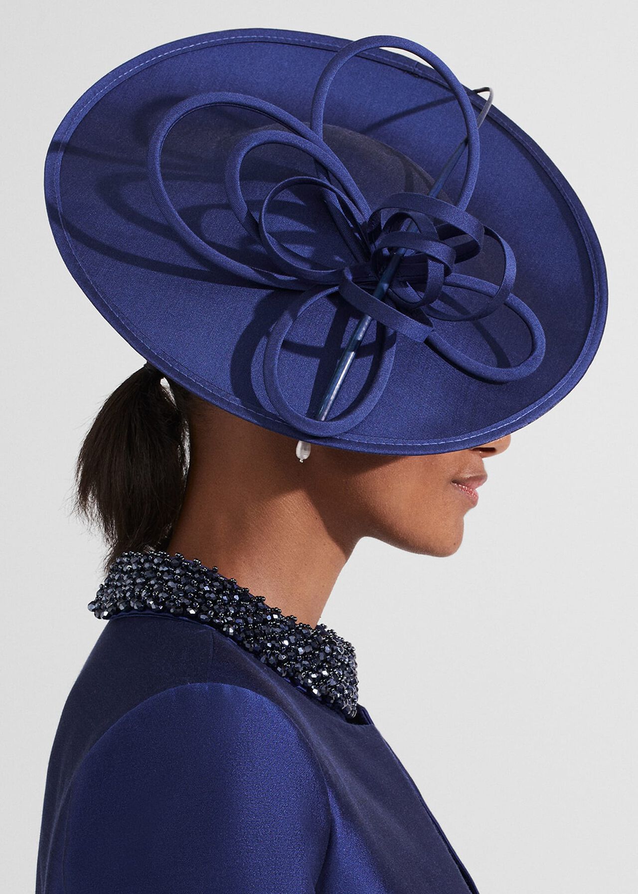 Eugeni Silk Wool Fascinator, Royal Blue, hi-res