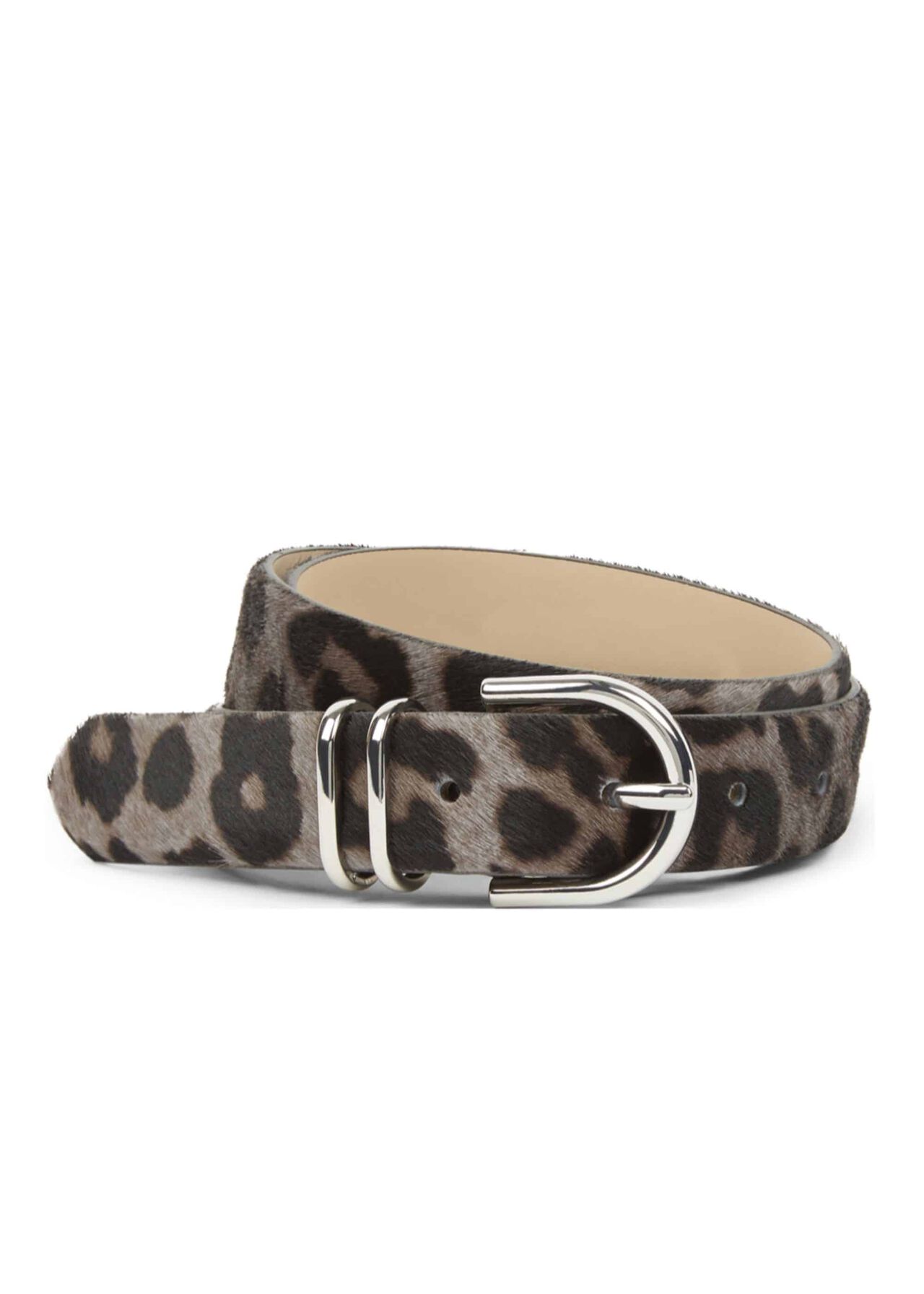 Helena Hair On Animal Print Belt , Grey Leopard, hi-res