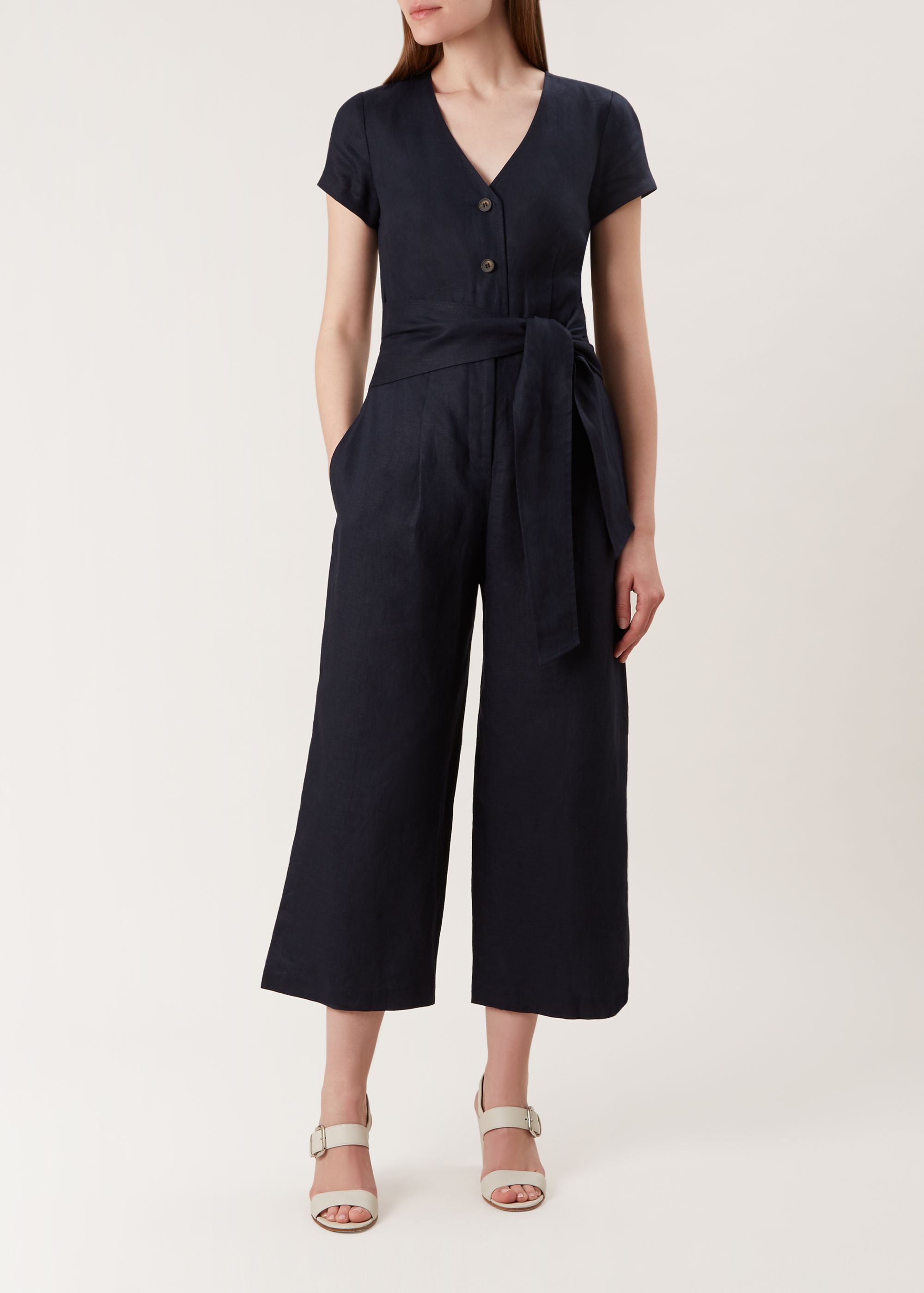Navy linen jumpsuit