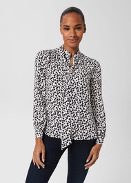 Dolly Blouse, Ivory Navy, hi-res
