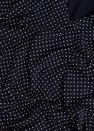 Hannah Printed Polka Dot V Neck Top, Navy Ivory, hi-res